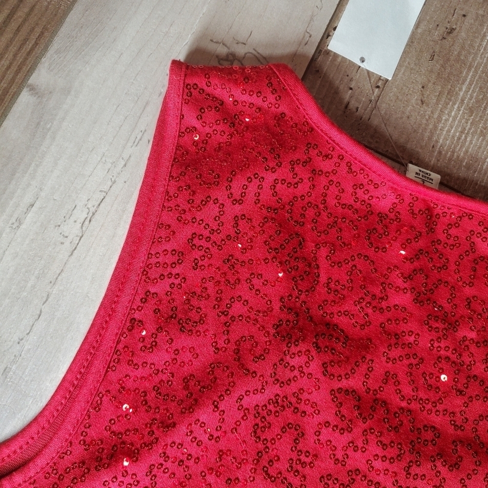 NWT Cato Size Large Women's Red Sequin Fully Lined Tank Top - Picture 12 of 13